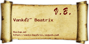 Vankó Beatrix névjegykártya
